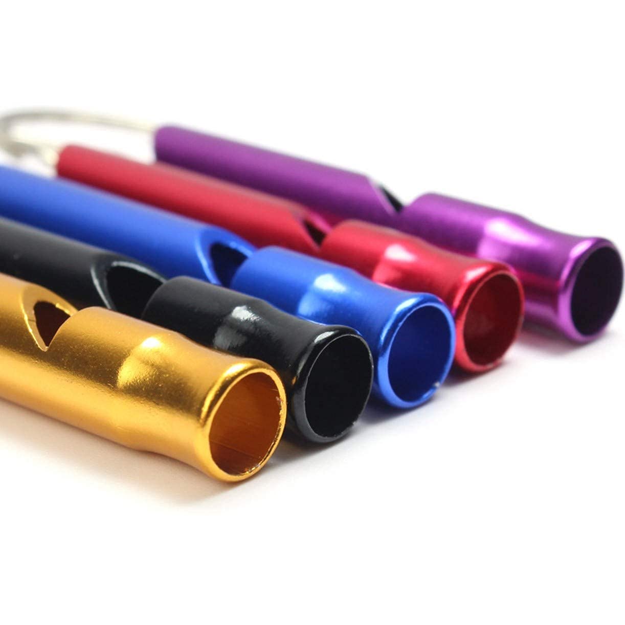 ZHONGJIUYUAN 100 Stück Aluminium-Legierung Outdoor Notfall Survival Camping Wandern Sicherheit Rettung Erste Hilfe Schlüsselanhänger Pfeife Zugpfeife (zufällige Farbe)