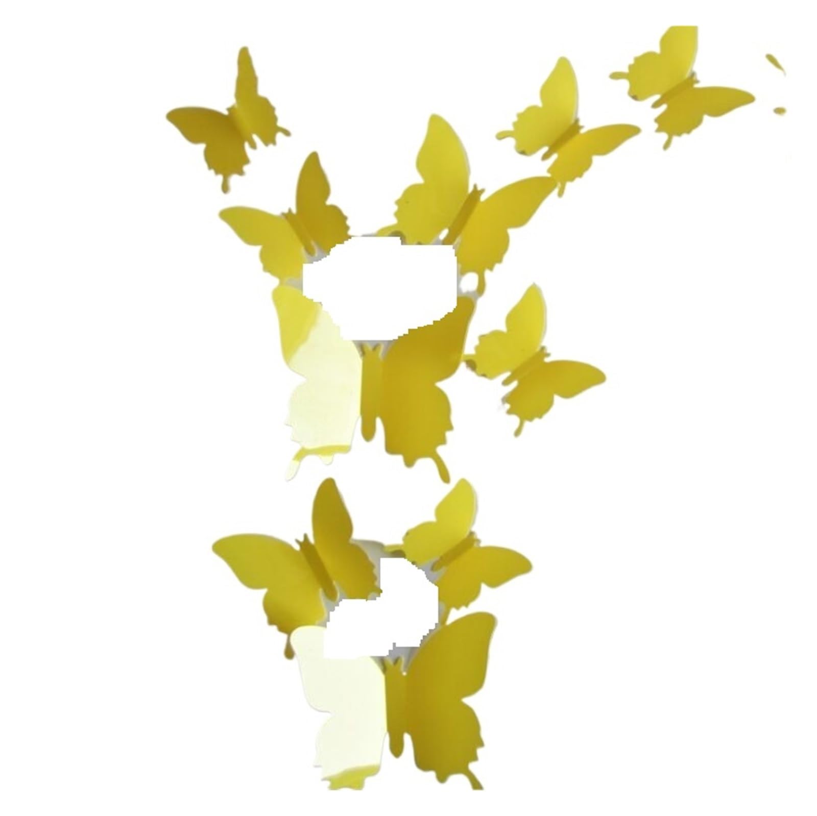 12Pcs 3D Butterfly Wall Stickers Living Room Butterflies Decors for Home Fridge Decoration(Yellow)