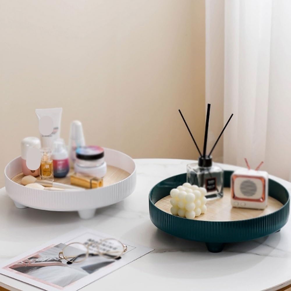 FMURY Multi-Function Table Storage Disk Storage Cup Fruit Plate with Perfume and Miscellaneous Table Decorations Dish(OneColor)