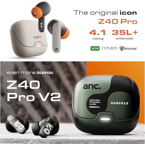 Image of GOBOULT Z40 Pro v2.0 in Ear Earbuds with ANC, 100H Playtime, Amp App Support, Active Noise Cancellation, Quad Mic ENC, Dual Device Pairing, 13mm Driver, Bluetooth 5.4 Wireless (Jungle Green)