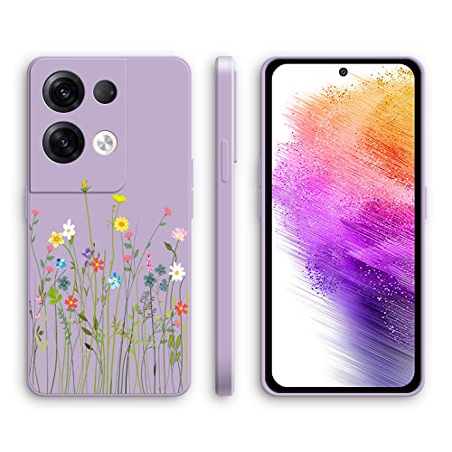 Cover per Oppo Reno8 8 Pro Custodia Morbido Antiurto Ultrasottile con Motivo Carino Design a Bordo Dritto - Flowers silicone viola