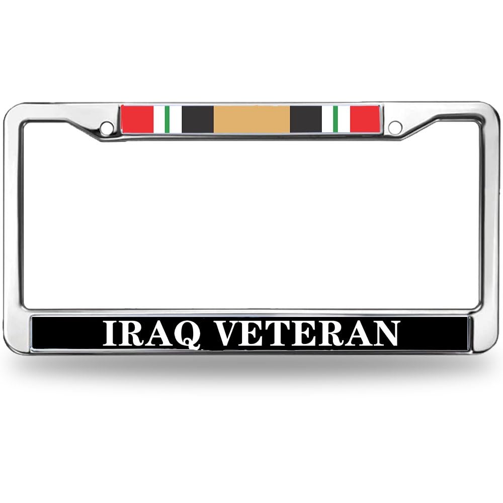 Iraq Veteran License Plate Frame Metal Heavy Duty Auto Car Tag Holder