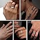 CASSIECA 16 Stück Edelstahl Herren Ringe Silber Schwarz Matt Finish Poliert Band Ring Keltischer Knoten Vintage Biker Ringe Wikinger Verlobungsringe für Herren Männer Größe 57