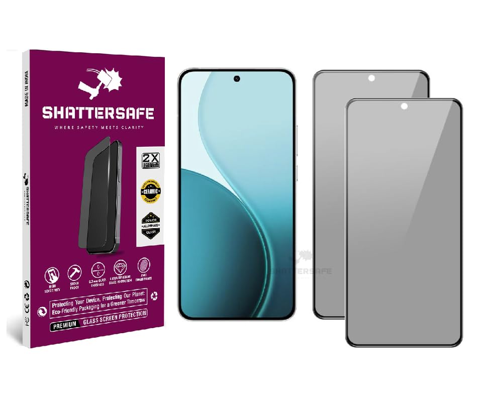 Image of Anti-Spy Privacy Tempered Glass Compatible For Oppo Reno 14 Pro 5G [Pack of 2]. 9H Hardness, Anti-Scratch, Edge-to-Edge Protection With Easy Installation Kit & Case Friendly Fit.