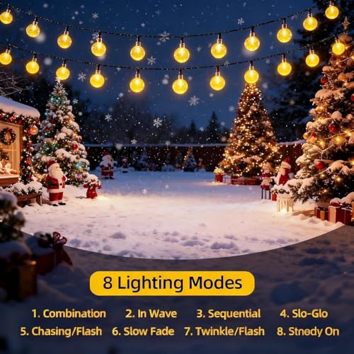 Image of 20 LED Solar Globe String Lights from Waterproof IP6515.3 Feet Outdoor Fairy Lights with 8 Modes Length | Warm White Decorative Lights for Garden, Patio, Balcony & Festive Decor.