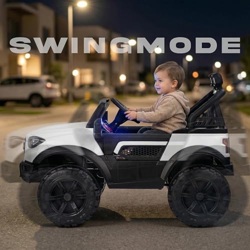 Image of Baybee BeastX Battery Operated Jeep for Kids with Parental Control | Baby Ride On Electric Car with RGB Lights, Music & Swing Mode | Rechargeable Battery Car for Kids 2 to 6 Years (White)
