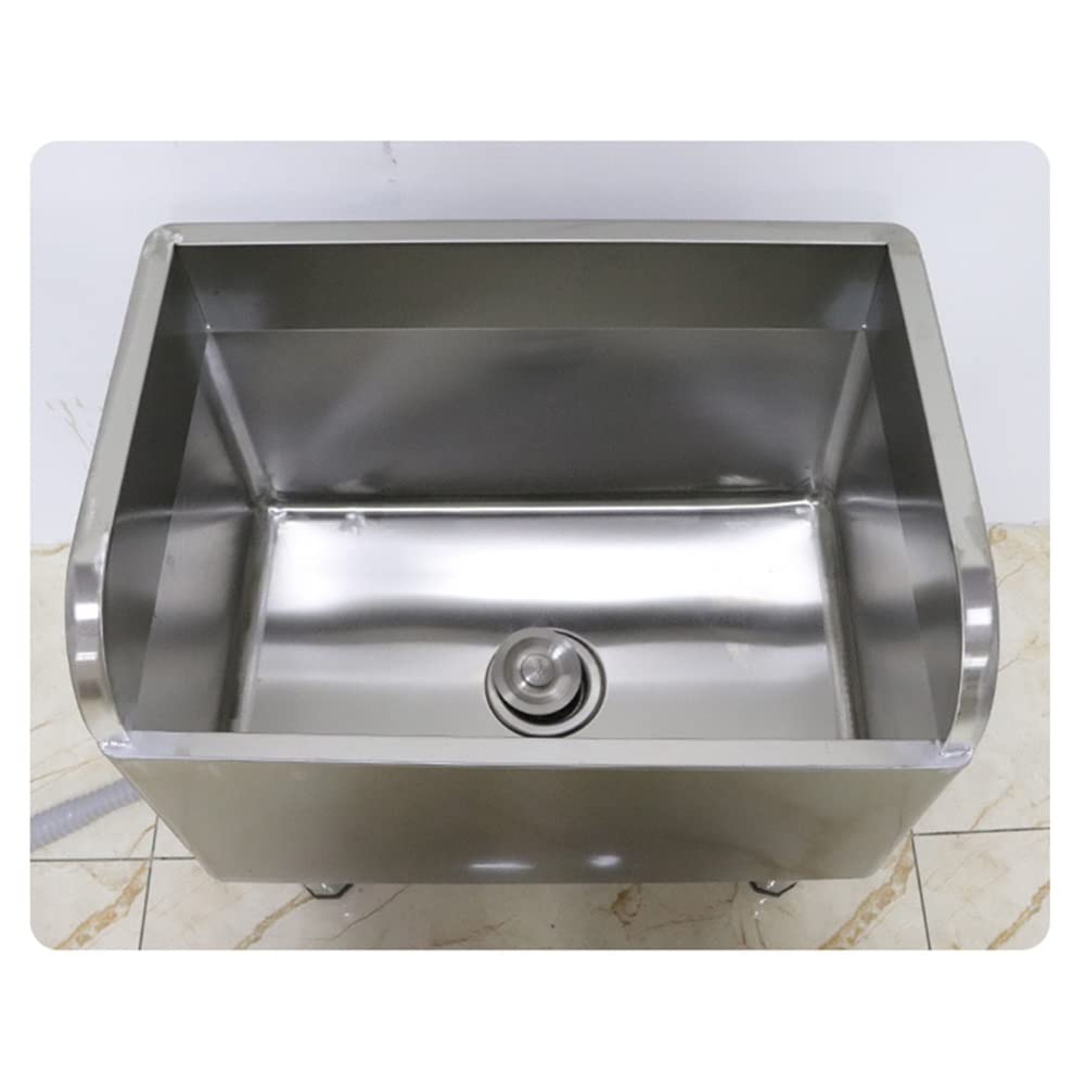 ASerZenith Stainless Steel Mop Sink - Water Overflow Prevention - With Strainer - Adjustable Leveling Feet - Utility Cleaning Station For Restaurant, Bar, Buffet(Silver-45X41X55Cm)