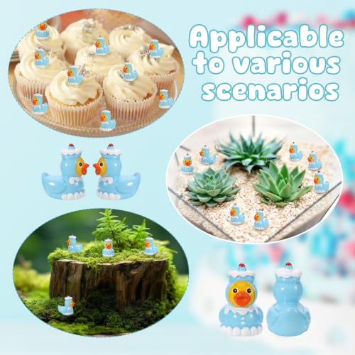 Image of 50 Pcs Cake Ducks Toy Figures, Mini Cake Resin Ducks Bulk | Tiny Cakes Figurine Dress up Duck Toy for Party Favors (Blue)