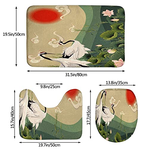 COSNUG Badkamer tapijten en matten Sets 3-delig, Vintage Retro Japanse Kraan Zonsondergang 20x32 inch antislip badtapijt… - Image 3