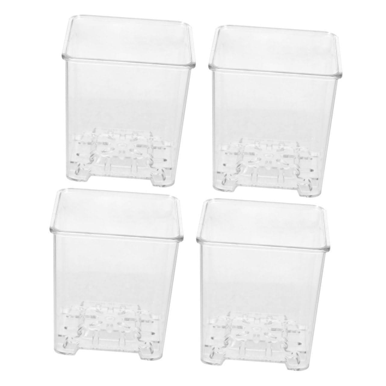 BESTonZON 4pièces Lot de Petits Pots à Orchidées Transparents Acrylique Respirants avec Drainage Pots De Rempotage Robustes pour Plantes Décoratives Et Pépinière Intérieur Et Extérieur