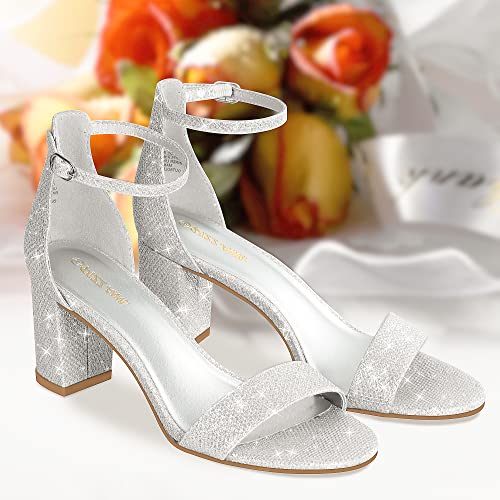 PIZZ ANNU Women's Open Toe Ankle Strap Low Block Chunky Heels Sandals Party Dress Pumps Shoes Strappy Buckle Sandals with 2.6" Tall Thick Heel Design2