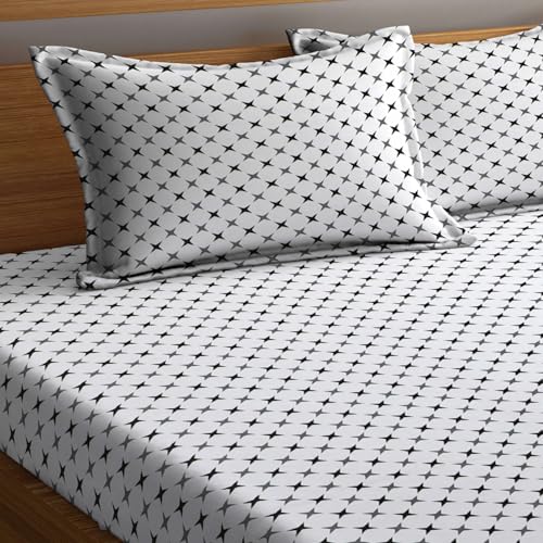 Image of Ninja Star King Flat Bed Sheet Set - 100% Cotton Bed Sheet with 2 Pillow Covers, Bedsheet /Bedsheets /Bed Sheet
