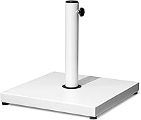 VredHom 43lb Heavy Duty Square Concrete Patio Umbrella Base Stand - Fits 1.37-1.9in Poles, White Outdoor Stability