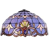 Large Tiffany Lamp Shade Replacement Only 16Inch Stained Glass Lampshade Fit For Table Lamps FLoor Lamp Ceiling Fixture Pendant Hanging Light Home Office Decoration (Blue Baroque)