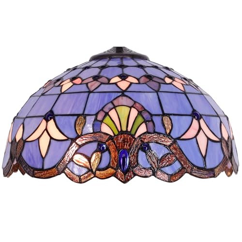 Image of 16 Inch Tiffany Stained Glass Lamp Shade Replacement Only(Blue Baroque) | Fit For Table Lamps FLoor Lamp Ceiling Fixture Pendant Hanging Light Home Office Decoration