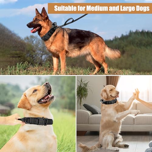 Tactical Dog Collar Leash Set, Adjustable Military Training Nylon Collar Dog Training with Control Handleand Metal Buckle, Dog Collar for Medium Large Dogs (Black,L) - Image 6