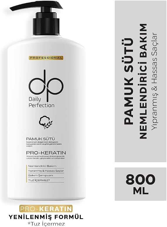 dp Daily Perfection, 1 Cotton Milk Wheat Protein Shampoo (800 Ml) 1 Conditioner Coconut (500 Ml) Set