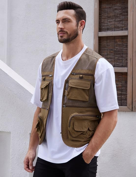 Gihuo Men's Fishing Safari Vest with Pockets for Summer Travel - Image 2