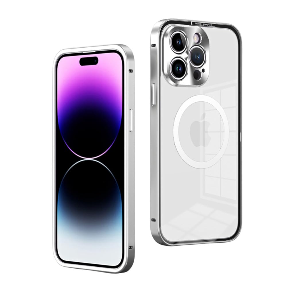 Coque transparente iPhone 14 cadre aluminium argent style urbain
