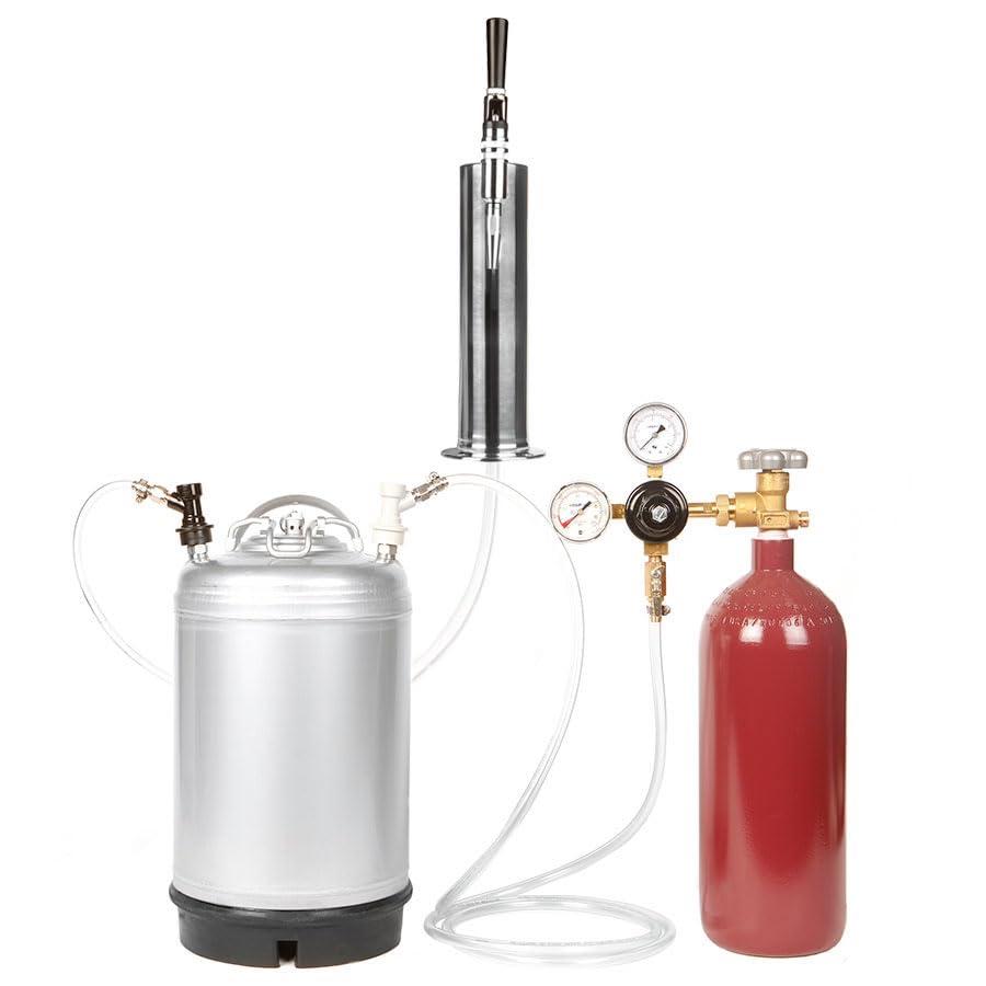 Beverage Elements Nitro Coffee Cold Brew Coffee Keg Kit Come with 3 Gallon Keg, Nitrogen Tank, Tap, and More