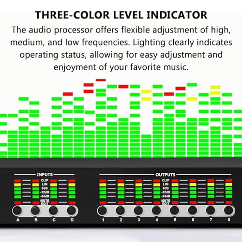 Procesador de audio digital, efector de preetapa de 4 en 8 salidas, ecualizador gráfico con pantalla LCD, reducción inteligente de ruido para micrófonos