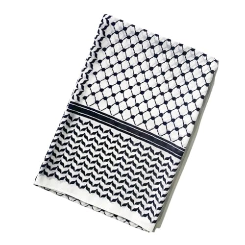 Palestine Scarf Arab Keffiyeh,Muslim Women's Chiffon Hijab Shawl Printed,Keffiyeh Arab Unisex Scarves 28 * 71inches (Black, onesize)
