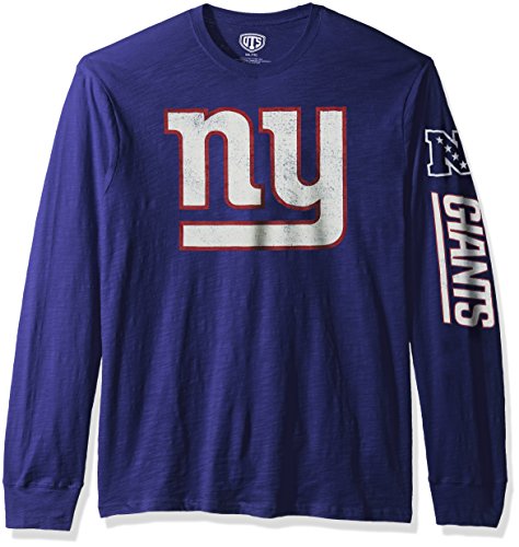 OTS NFL New York Giants Men's Slub Long Sleeve Team Name Tee, Distressed Sinclair, Large