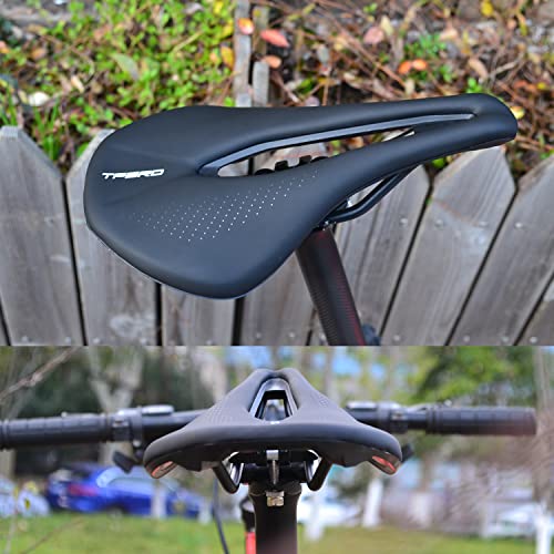 Tpard Comfortable Bike Seat, Bicycle Seat Cushion For Men Women Comfort Ergonomic Breathable Gel Road Mountain Bike Saddle Cycling (Black) #TOP5