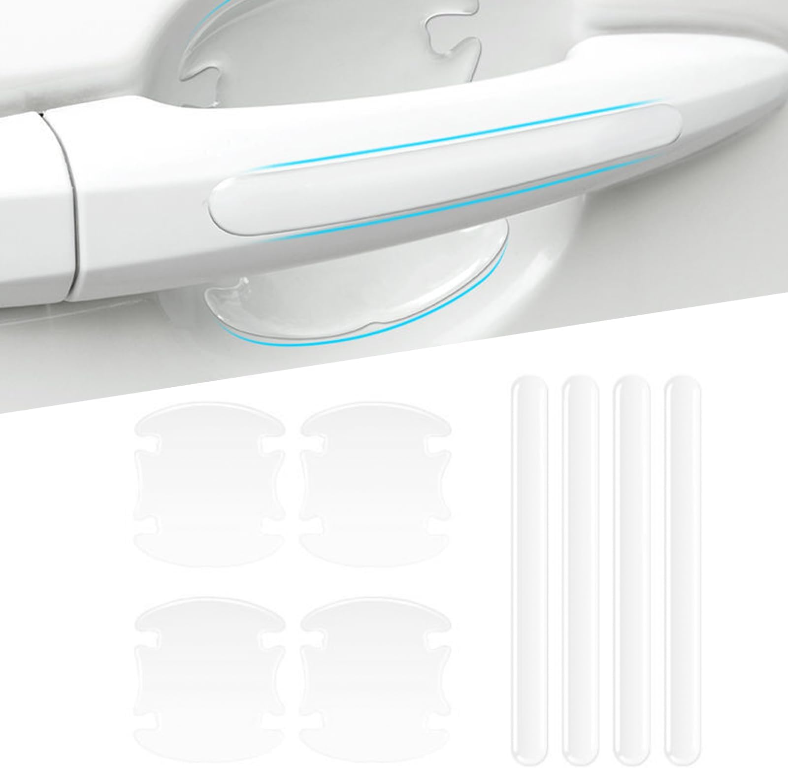 ZKFAR 8 PCS Car Door Handle Protector Sticker, Universal Car Door Bowl Scratch Protector, Clear Waterproof Door Bowl Rear View Mirror Paint Protection Film Covers (Transparent), ZACT04-8PC