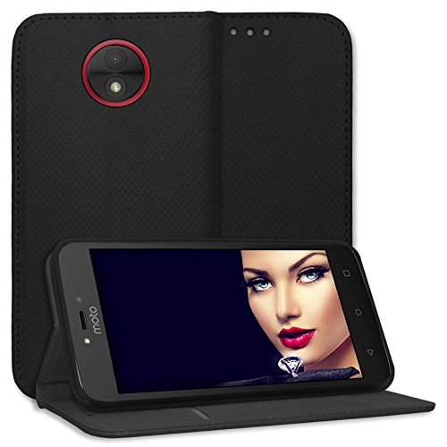 mtb more energy® Schutz-Tasche Bookstyle für Motorola Moto C (5.0'') - schwarz - Kunstleder - Klapp-Cover Hülle Hülle