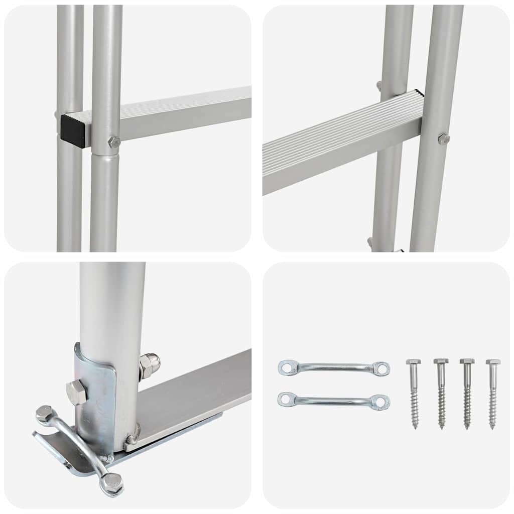 vidaXL Drabinka dokowa 5-stopniowa Srebrny 45 ×11,5 ×190 cm Aluminium