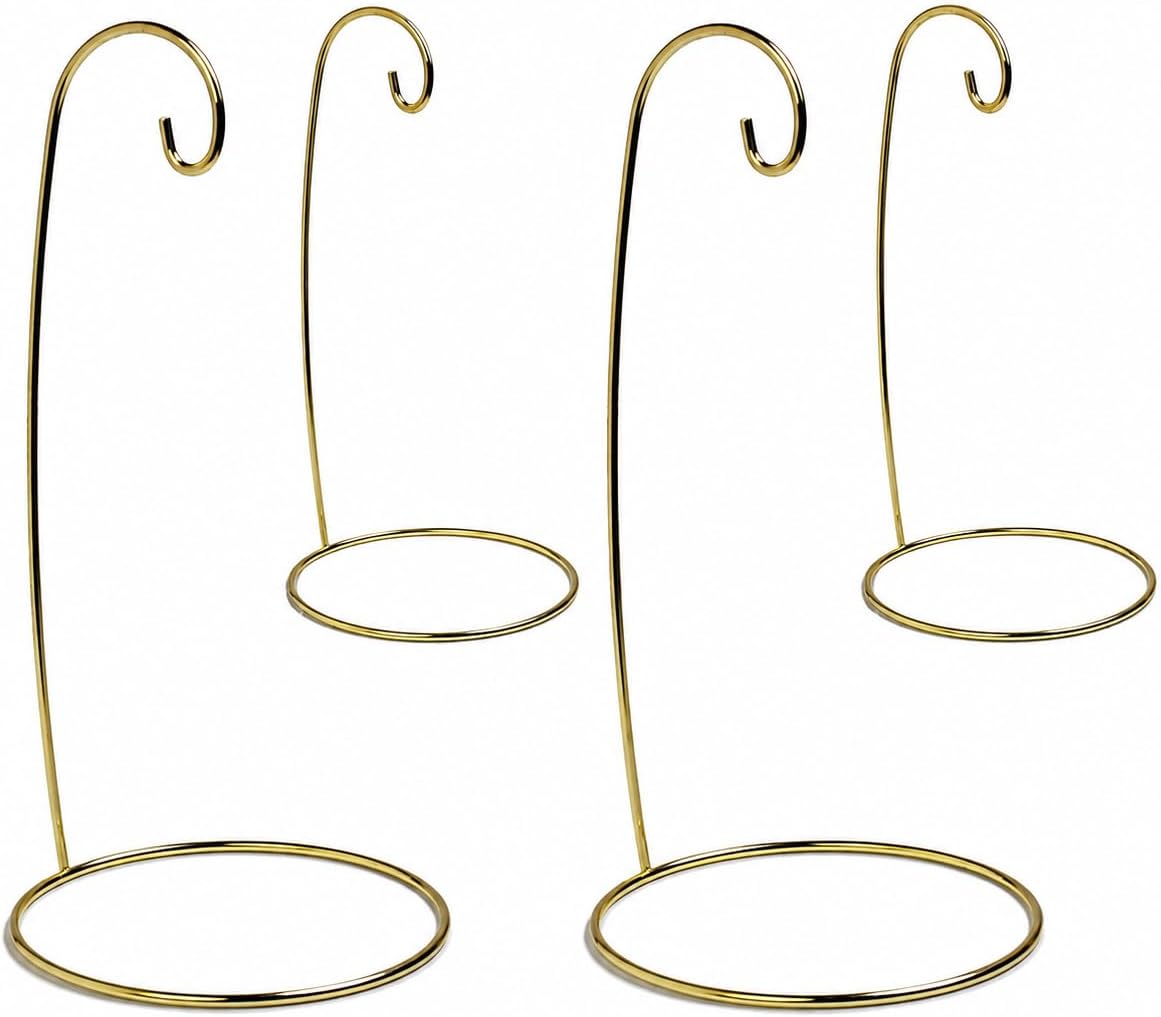 Gold Ornament Display Stands, Set of 4, 9 Inch Metal Holders