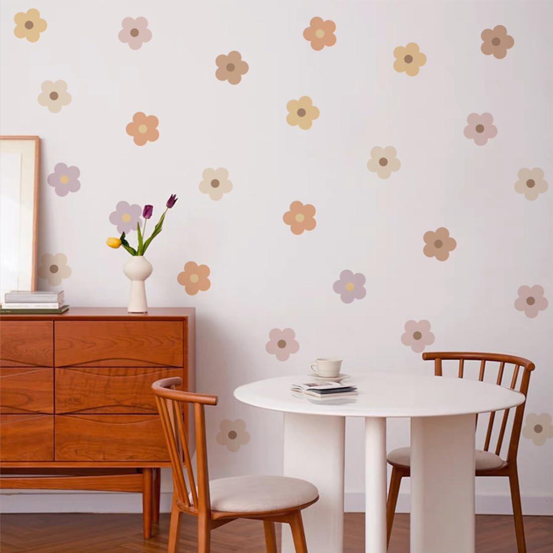 Stickers Fleurs Muraux,72 Pièces Décoration Chambre Fille, Autocollants Décoration Murale Chambre Bébé - Facile à Poser, Decoration pour Salon Chambre Bureau(Couleurs Variées)