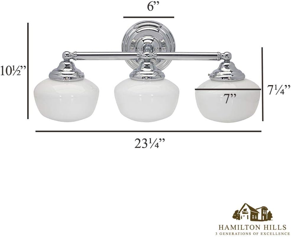 Up To 40% OFF Hamilton Hills Triple Rounded Glass Light Fixture Vanity Bathroom Lights Classic Traditional Design