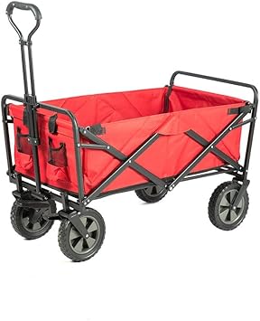 Carry Cart, Outdoor Wagon, Camper, Trolley, Baby Stroller, Home Shopping Cart, Outdoor, Multi-purpose, Large Capacity Red