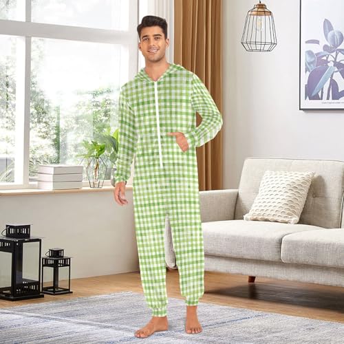 Green Plaid Adult Unisex 1 Piecing Pajama Matching Halloween Costumes4