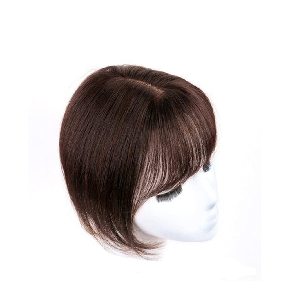 Anemone 100% Human Hair Toppers Clip in Hairpieces with 3D Air Bangs Hair for Women Straight Hair Bangs Toupee Mid Part Wiglets for Mild Hair Loss (Auburn)