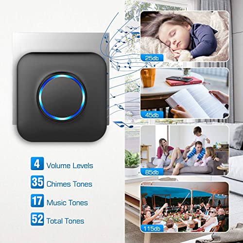 image for Door Chime Wireless Doorbell Bistee Door Open Chime Alert with 600 FT 