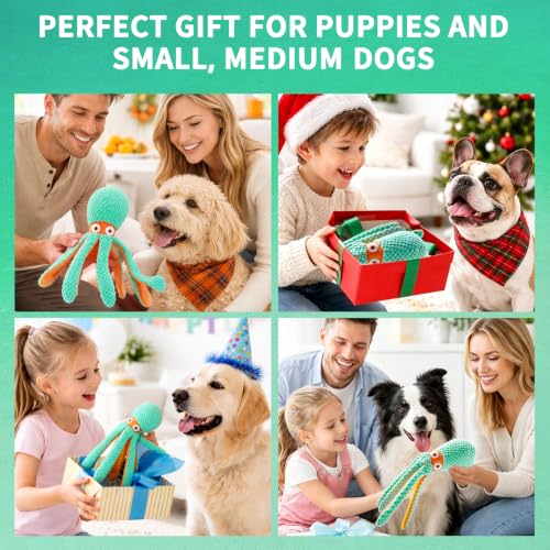Image of Fuufome Squeaky Octopus Plush Dog Toy for Small Medium Dogs