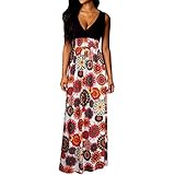 ❤️❤️❤️Damen Sexy Ärmellos Neckholder Kleider Summer Maxi Kleid Festkleider Partykleid Elegant Lange Strandkleid Abendkleid Brautjungfer Chiffon Faltenrock Sommerkleider Damen Kurzarm V-Ausschnitt Strand Blumen Kleider Abendkleid Knielang
