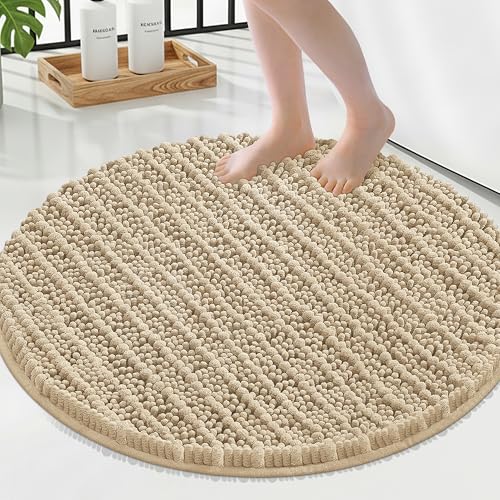 Smiry Bathroom Rugs Round 24X24 Extra Soft Rubber Backing Bath Mats