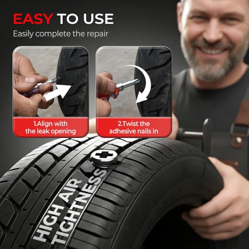Image of Tire Repair Nails Kit, 2 Size Tire Plug Kit with Screwdriver (20 Pcs) | Two Repair Sizes; Screw-In Installation; Durable Rubber & Metal; Compatible with Tubeless Tires; Portable Repair Kit