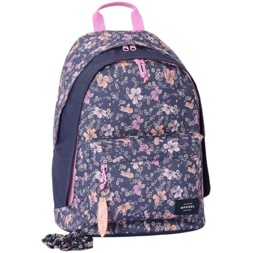 Rip Curl Sac à dos fille Double Dome 24L - Polyester recyclé - Sac scolaire 2 cpts CM1 CM2-41 x 30 x 20 cm - Imprimé tropical marine/rose