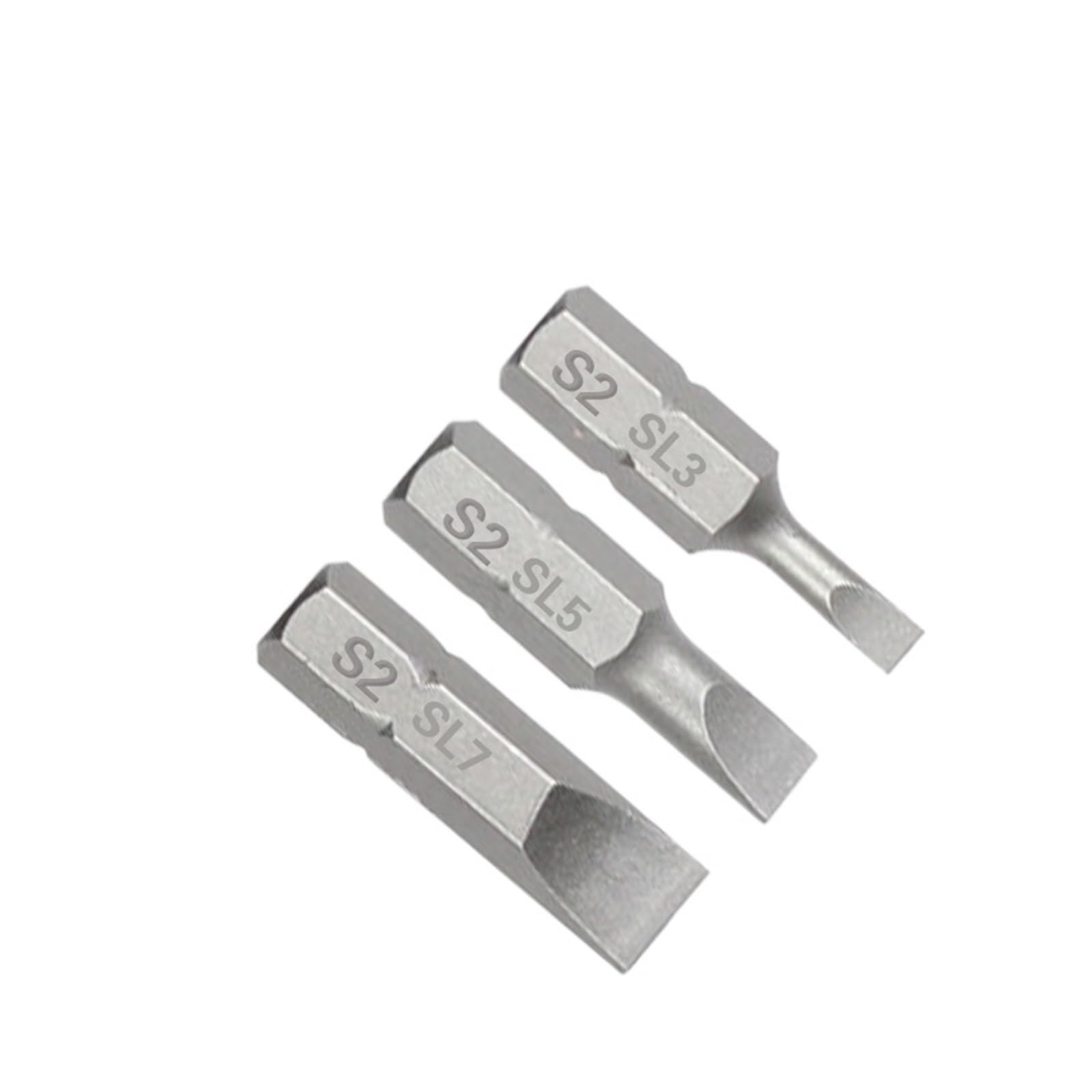 1 Inch Slotted Screwdriver Bit Set S2 Steel 1 4 Inch 6 35mm Hex Shank Electric Screwdriver Bits