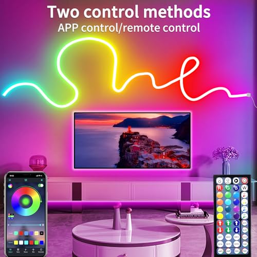 Segrass 30M RGB LED Neon Rope Strip Light with Remote/APP Control, 24V IP65 Waterproof Flexible for Bedroom Room - Image 2