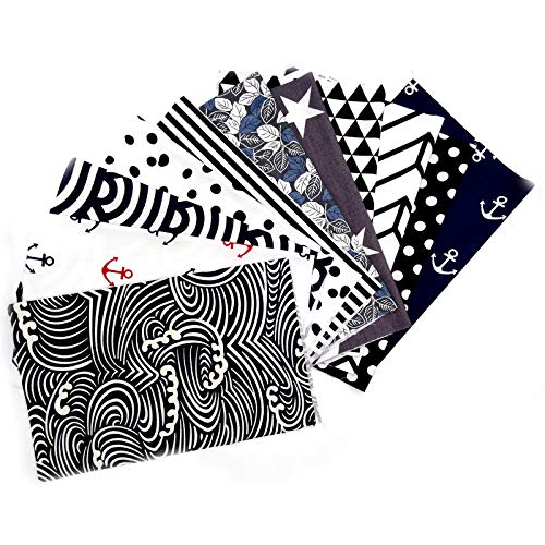 15 Stück DIY Baumwollstoff Stoffpakete Patchwork Stoffe Handgefertigte Baumwolle Tuch 19x25CM DIY Quilten Stoff für Patchwork 100% Baumwolle DIY Baumwolltuch vielfältiges Muster (Schwarz) Cover