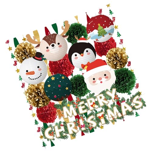 Bannières de Noël à suspendre en papier guirlande de fête pour maison
