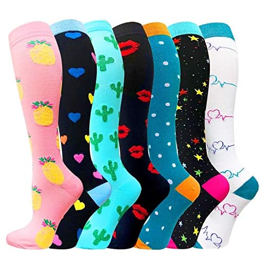 ACTINPUT 7 Pares Calcetines de compresión para Mujeres y Hombres 20-25 mmHg es el Mejor atlético, Correr,Escalar Montaña,Vuelo, Viajes, Enfermeras, Edema