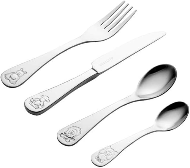 Viners Jungle Kids Cutlery Set | Childrens Mirror Polished Flatware Gift Box with 25 Year Guarantee | For Ages 1-5 | 18/0 Stainless Steel, 4 Piece