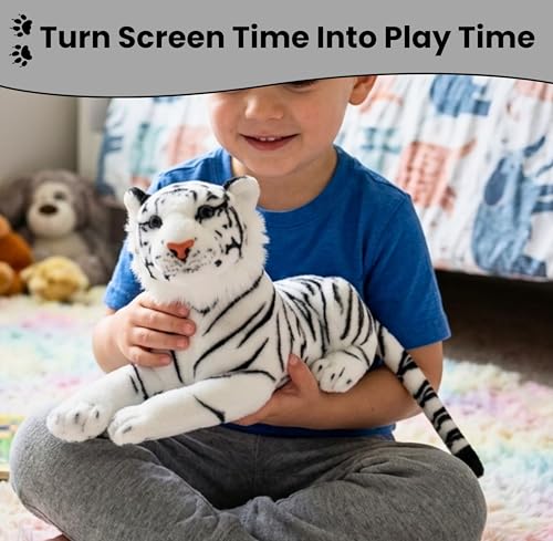 Image of Tickles Tiger Soft Stuffed Plush Animal Toy for Kids Boys & Girls Birthday Gifts (Color: White Size: 39 cm)